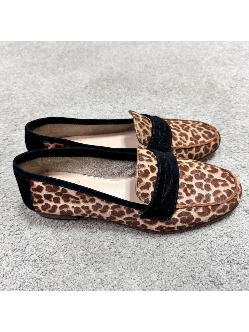Vince Camuto Flats Elroy Brown Black Leather Cow Hair Women's Size 7M